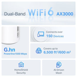 TL-DECOPX50-3P - TP-Link Deco PX50 AX3000 + G1500 Whole Home Powerline Mesh WiFi 6 System - 3 Pack
