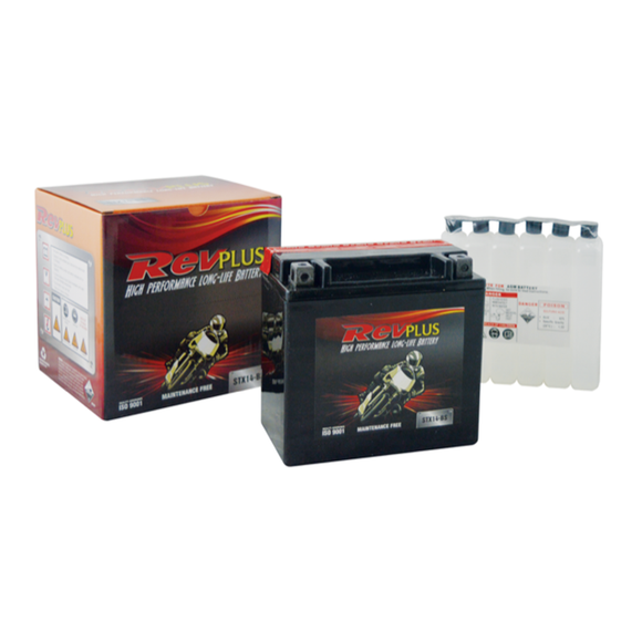 STX14L-BS - RevPlus Motorbike Battery 12 12Ah