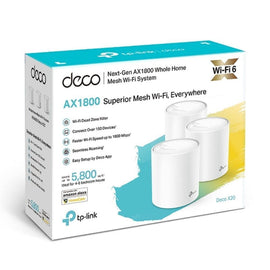 TL-DECOX20-3P - TP-Link Deco X20 Wi-Fi 6 Whole-Home Mesh System - 3 Pack, MU-MIMO, Dual-Band AC1800, Parental Controls, Antivirus, QOS