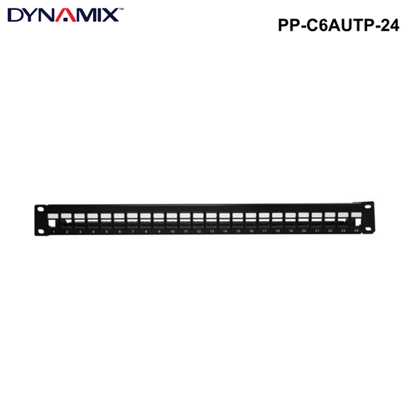 PP-C6AUTP-24 - Cat6A 180 Unshielded Keystone patch panel, 24 Port with cable management