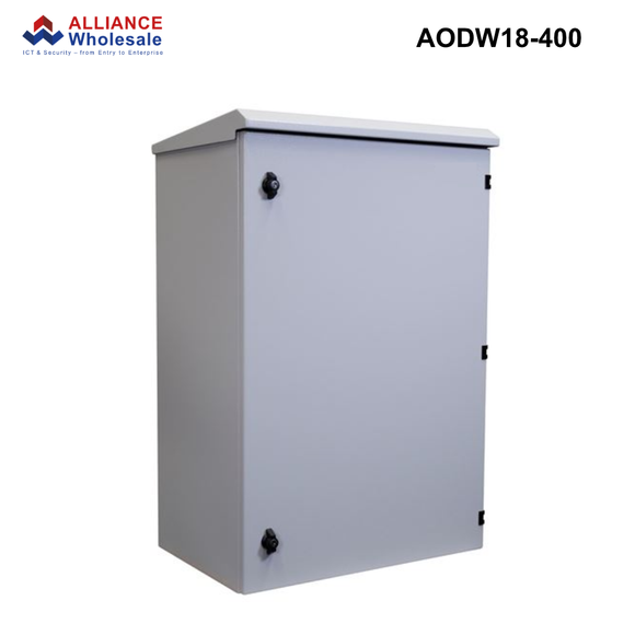 AODW - Outdoor Wall Mount Cabinet, IP65 Rated, 6RU to 24RU, 400 or 600mm - Grey Outdoor Wall Mount Cabinet - 18RU - 400mm