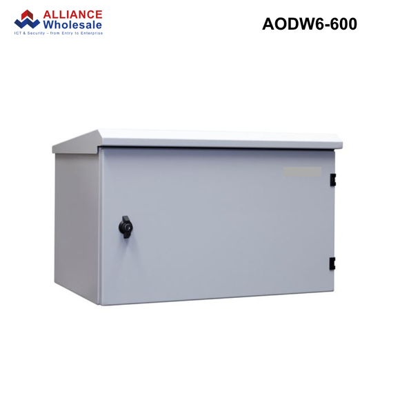 AODW - Outdoor Wall Mount Cabinet, IP65 Rated, 6RU to 24RU, 400 or 600mm - Grey Outdoor Wall Mount Cabinet - 6RU - 600mm