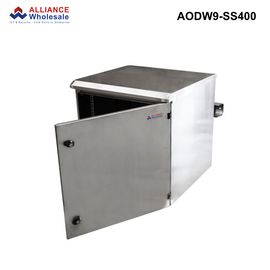 AODW-SS - Outdoor SUS316 Wall Mount Cabinet, IP65 Rated, 6RU to 24RU, Stainless Steel, 400 or 600mm Outdoor SS Wall Mount Cabinet - 9RU - 400mm