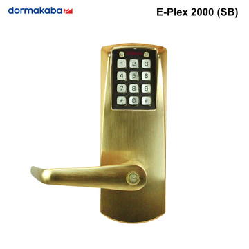 E-Plex2000 - dormakaba Standalone Push Button Lock with key override Satin Brass