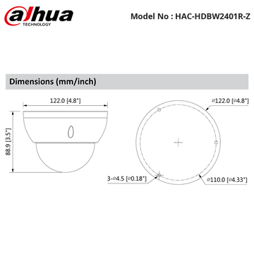 HAC-HDBW2401R-Z - 4MP WDR HDCVI IR Vandal Dome Camera