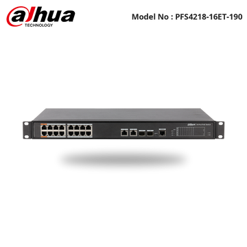 PFS4218-16ET-190 - Dahua - 16 PoE port + 2GE (combo) SFP switch PoE, PoE+, Hi PoE, 190watts