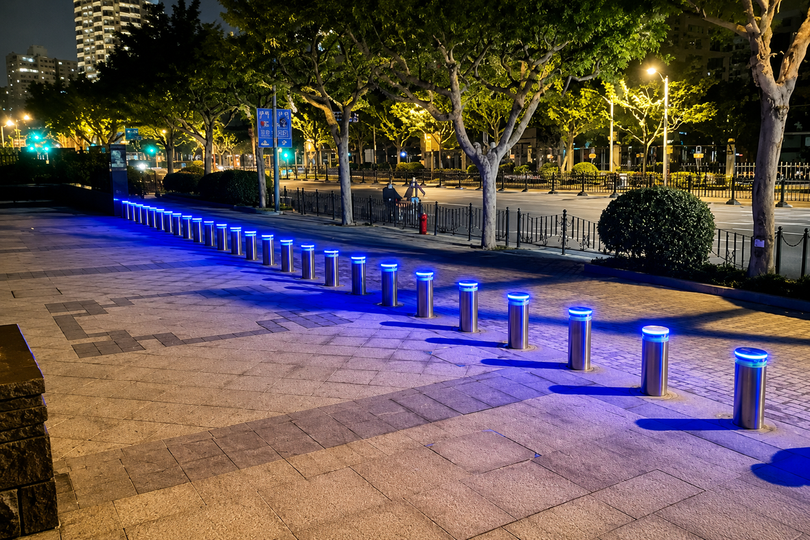 FGES-AB6-219-10 FERN360 Stainless Steel Hydraulic Automatic Bollard - K12 rated perimeter security installation NZ