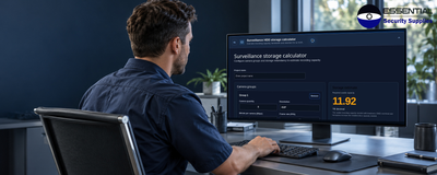 Security installer using the Essential Security Supplies CCTV storage calculator to plan recording capacity for a New Zealand project