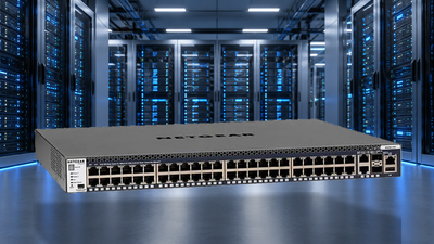 NETGEAR network switch in a modern server room for business networking and IT infrastructure in New Zealand.