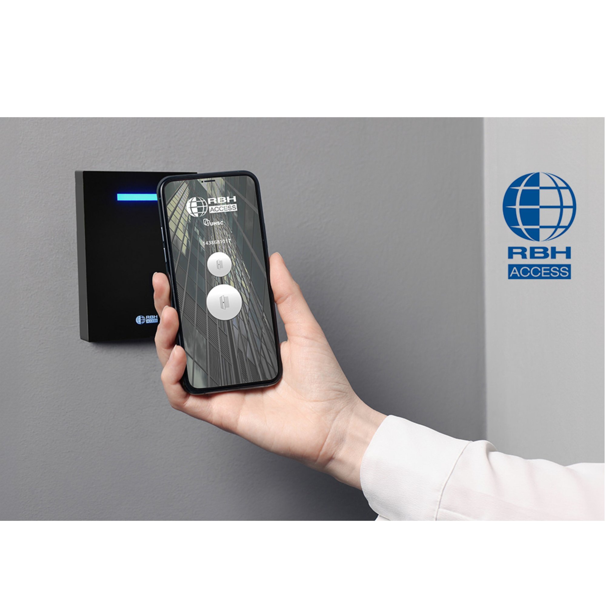 RBH Access mobile credential and wall-mounted reader for centrally managed commercial access control in New Zealand