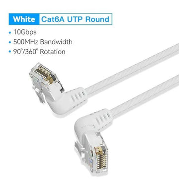 VEN-IBOWG - Vention Cat6A UTP Rotate Right Angle Ethernet Patch Cable 1.5M White Slim Type