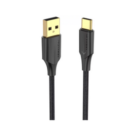 VEN-CTFBF-SCB - Vention Nylon Braided USB 2.0 A Male to C Male 3A Cable 1M Black - with LED indicator