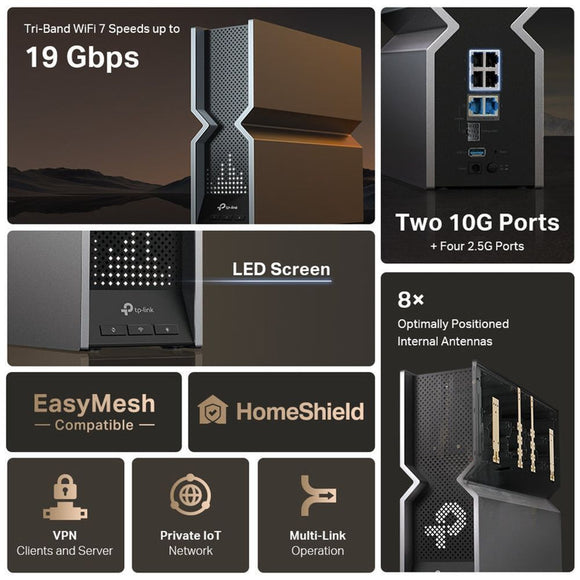 TL-ARCHERBE800 - TP-Link Archer BE800, BE19000 Tri-Band Wi-Fi 7 Router