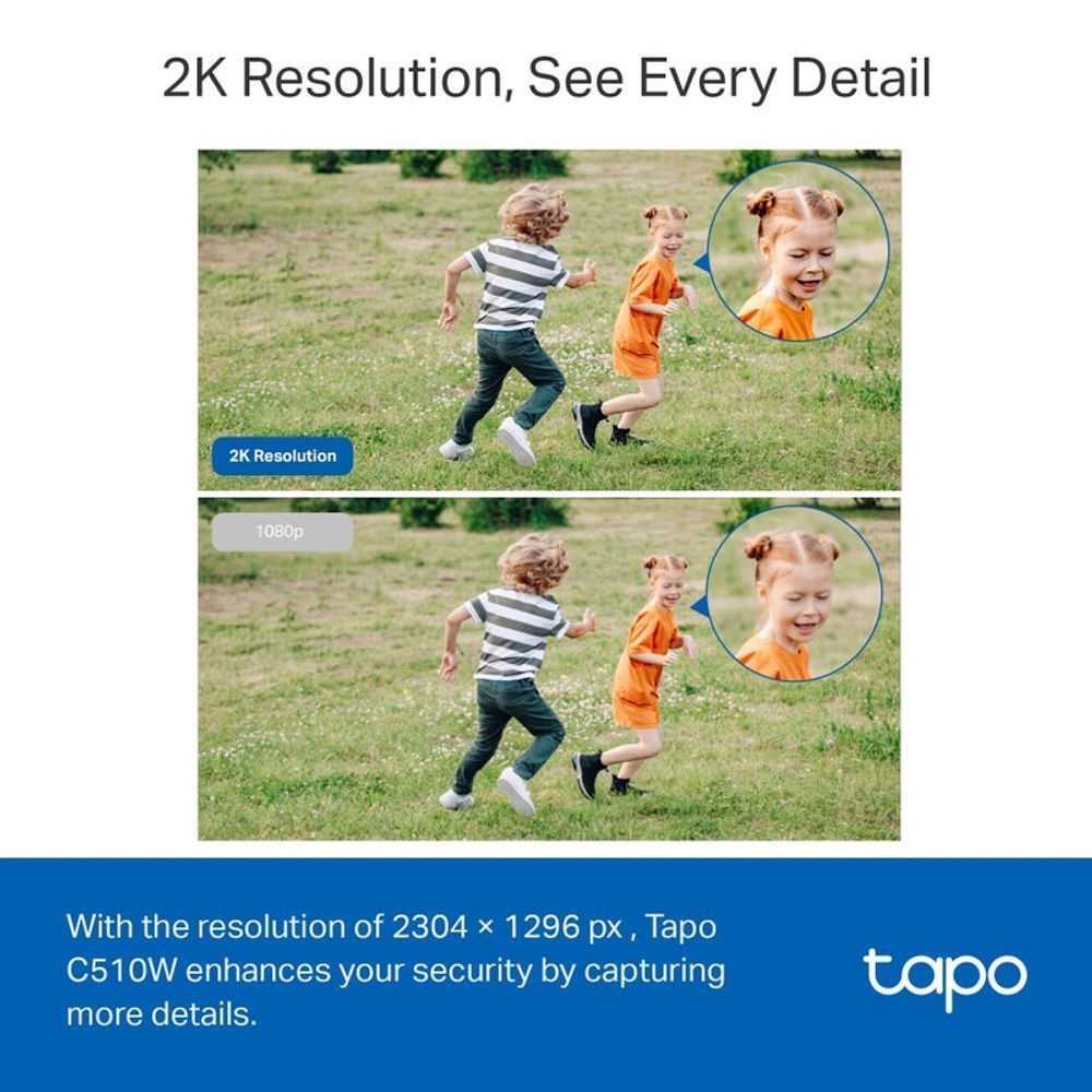 TL-TAPOC510W - TP-Link Tapo C510W Outdoor Pan/Tilt Security WiFi Camera, 2k 1080P, 360° horizontal and 130° vertical view, Power : AC Adapter
