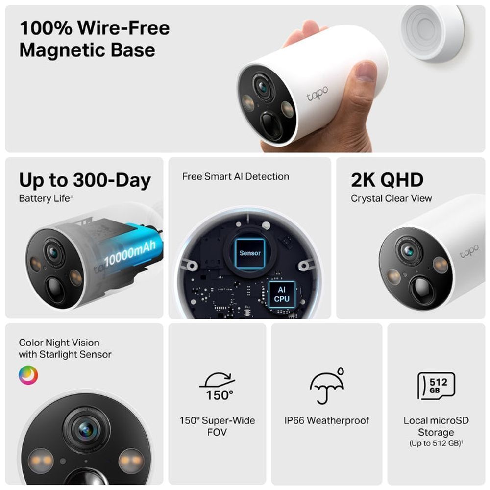 TL-TAPOC425-2P - TP-Link Tapo C425, Smart Wire-Free Security Camera - 2 Pack