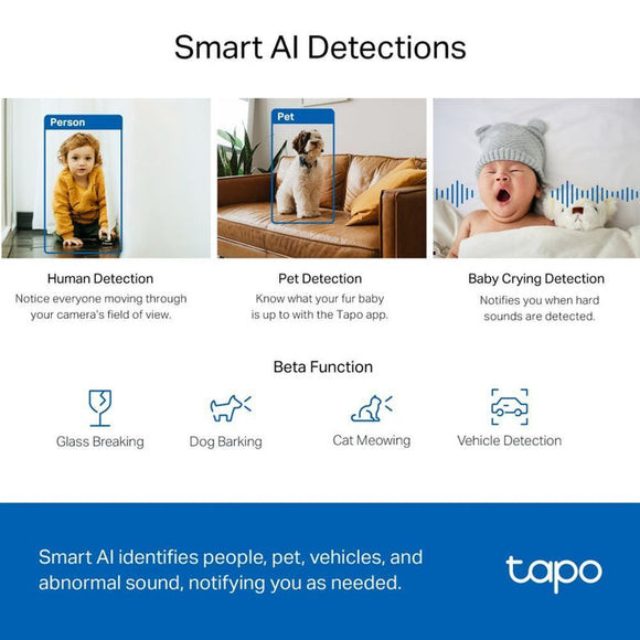 TL-TAPOC220 - TP-Link Tapo C220 Indoor Pan/Tilt Security Wi-Fi Camera, 2K 4MP QHD, Power : AC Adapter