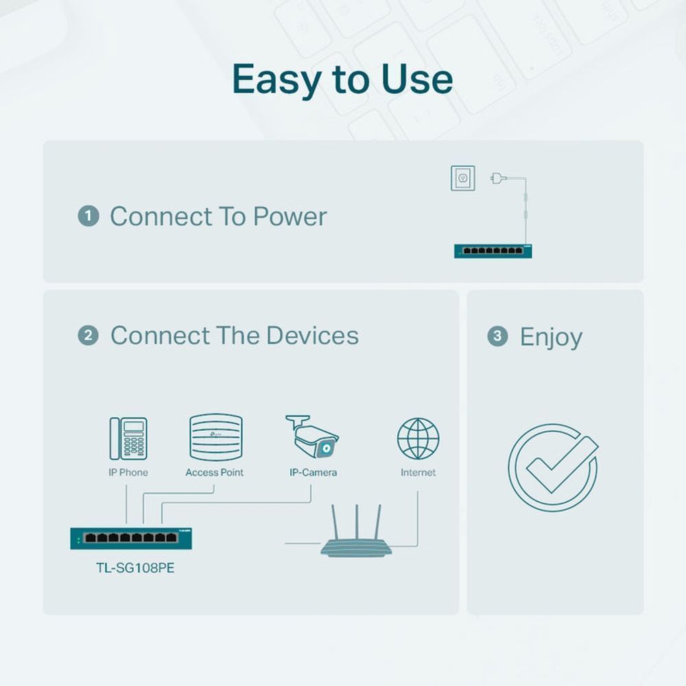 TL-SG108PE - TP-LINK SG108PE 8-Port Gigabit Easy Smart Switch with 4-Port PoE