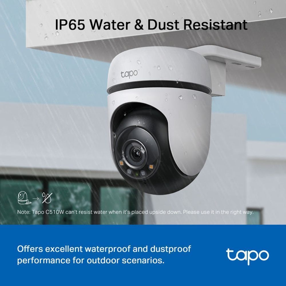 TL-TAPOC510W - TP-Link Tapo C510W Outdoor Pan/Tilt Security WiFi Camera, 2k 1080P, 360° horizontal and 130° vertical view, Power : AC Adapter