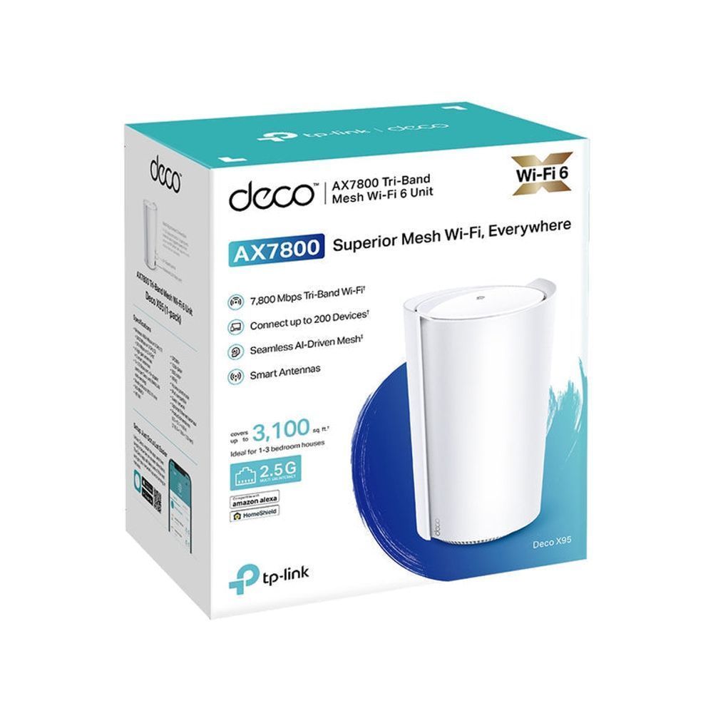 TL-DECOX95-1P - TP-Link Deco X95 AX7800 Tri-Band Mesh WiFi 6 System - 1 Pack