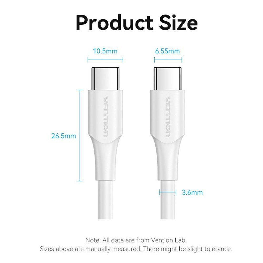 VEN-TAXWF - Vention USB 2 C Male to C Male 3A Cable 1M White | Tech ...