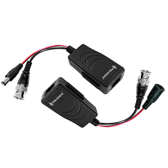 Folksafe - Passive CVI Balun with flying lead, RJ45, Video & Power - Pair