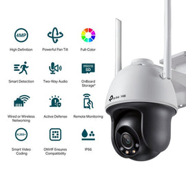 TL-VIGIC540-W(4MM) - TP-Link VIGI C540-W (4mm) 4MP Outdoor Full-Colour Wi-Fi Pan Tilt Network Camera