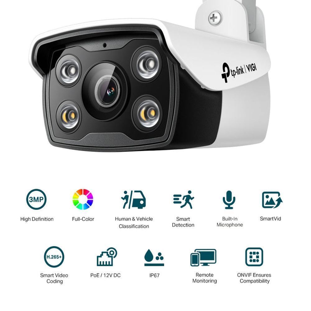 TL-VIGIC330(6MM) - TP-Link VIGI C330 (6mm) 3MP Outdoor Full-Colour Bullet Network Camera