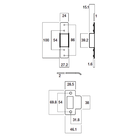 6782CTXNZSS - Lock 38mm Backset to Suit Cortex Escutcheons NZ Stainless Steel