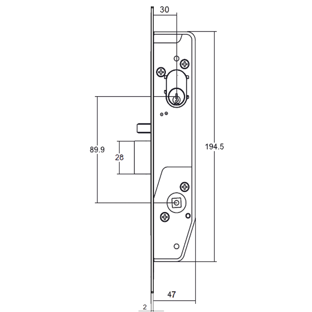 5782CTXNZSS - Lock 30mm Backset to Suit Cortex Escutcheons NZ Stainless Steel