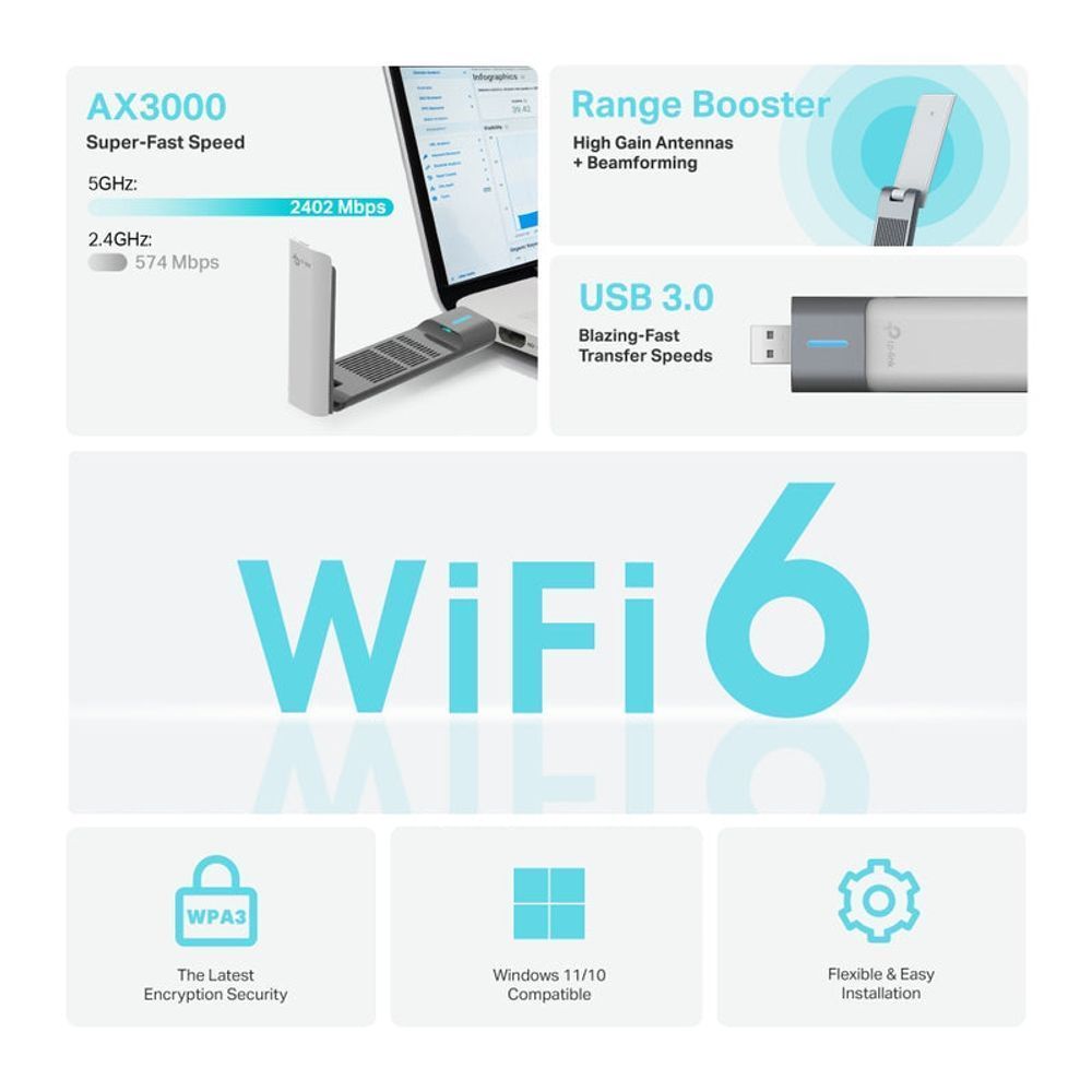 TL-ARCHERTX50UH - TP-Link Archer TX50UH, AX3000 High Gain Wireless USB Adapter
