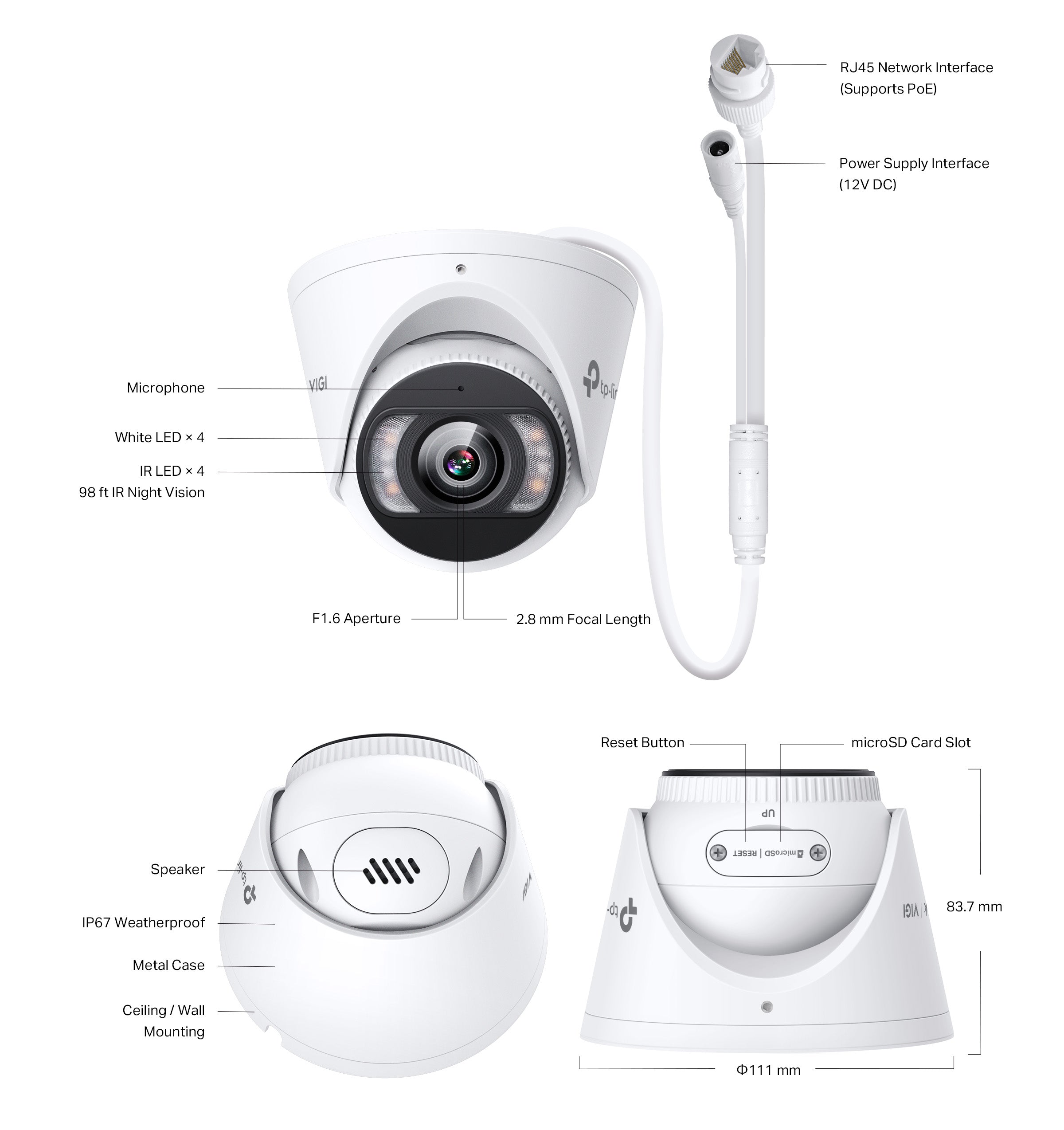 TL-INSIGHTS485(4MM) - TP LINK InSight S485 (4mm) VIGI 8MP Full-Color Turret Network Camera (Copy)