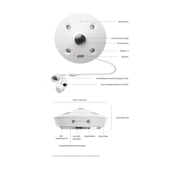 TL-INSIGHTS655I - TP LINK InSight S655I VIGI 5MP IR Fisheye Network Camera