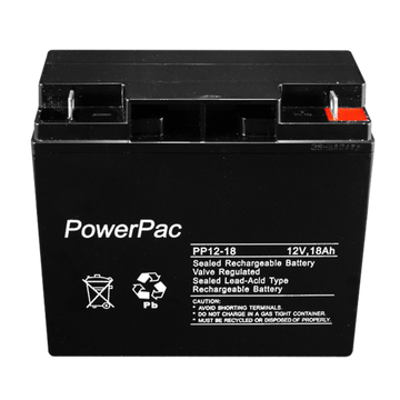 Powerpac S.L.A battery 12V 18A - dimensions L180 x W77 x H165mm