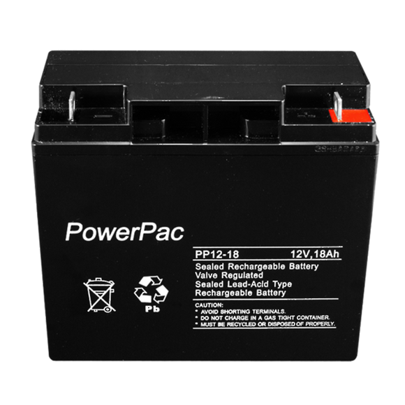 Powerpac S.L.A battery 12V 18A - dimensions L180 x W77 x H165mm