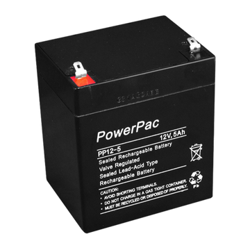Powerpac S.L.A battery 12V 5A - dimensions L90 x W101 x H70mm