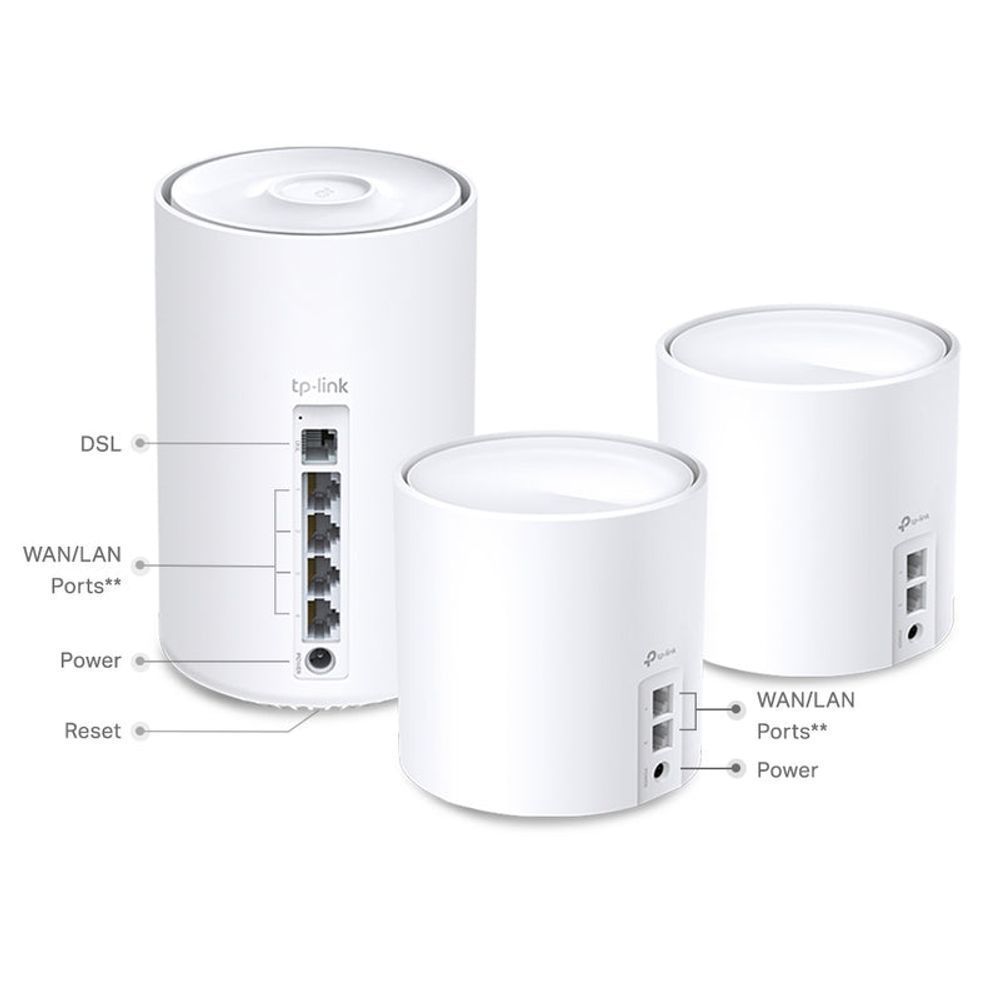 TL-DECOX50-DSL-3P - TP-Link Deco X50-DSL AX3000 VDSL Whole Home Mesh WiFi 6 Router - 3 Pack