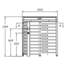 FGES-C10-RTFH900-2S - FERN360 - 10Ft Container fitted 2 Roller Doors, Full Height SUS316 Stainless Steel Rotor Turnstile , 900mm pass, Caged
