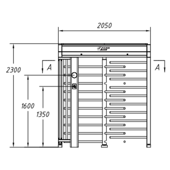 FGES-C10-RTFH900-2S - FERN360 - 10Ft Container fitted 2 Roller Doors, Full Height SUS316 Stainless Steel Rotor Turnstile , 900mm pass, Caged