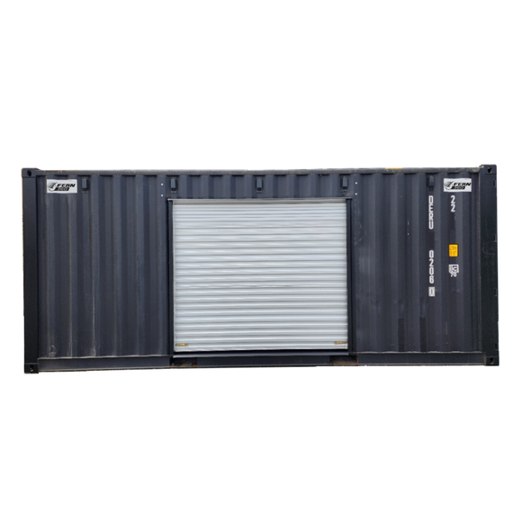 FGES-C20-RTFH900-2S - FERN360 - 20Ft Container fitted 2 Roller Doors, Dual Full Height SUS316 Stainless Steel Rotor Turnstile , 900mm pass, Caged