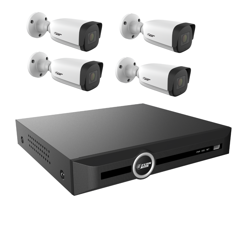 FERN360 Surveillance Kit - 4 Motorised Lens Starlight 5MP Bullet Camer ...