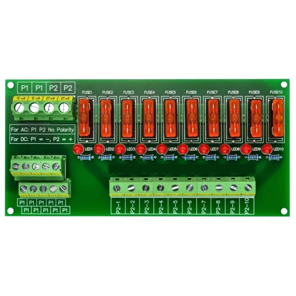 Fuse-Mod10-xA - AC/DC 5~32V Panel Mount 10 Position Power Distribution ...