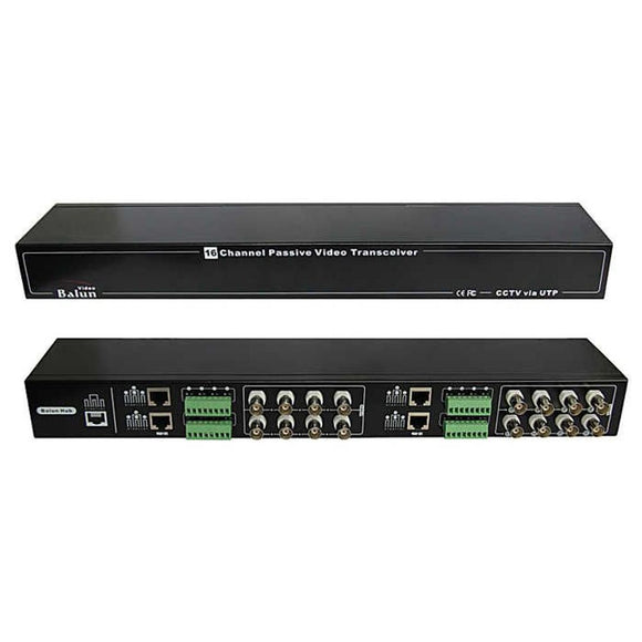 FS-4616SR - Folksafe 16-Channel Passive Video Balun Hub, Black Galvanized Housing