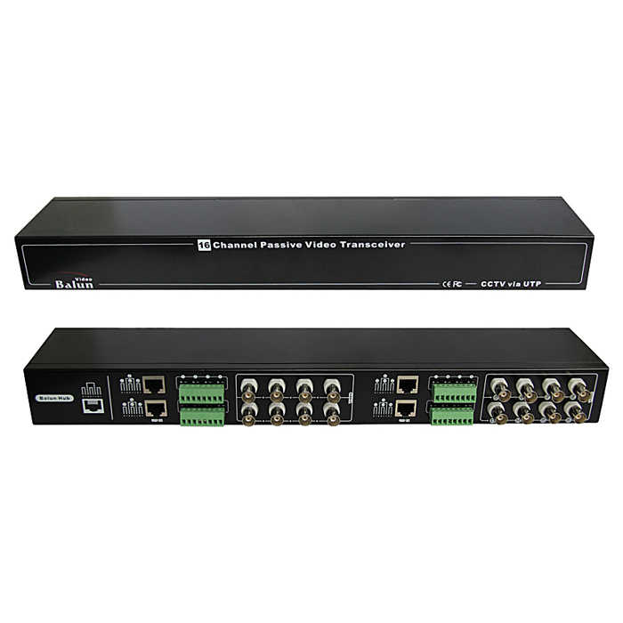 FS-4616SR - Folksafe 16-Channel Passive Video Balun Hub, Black Galvanized Housing