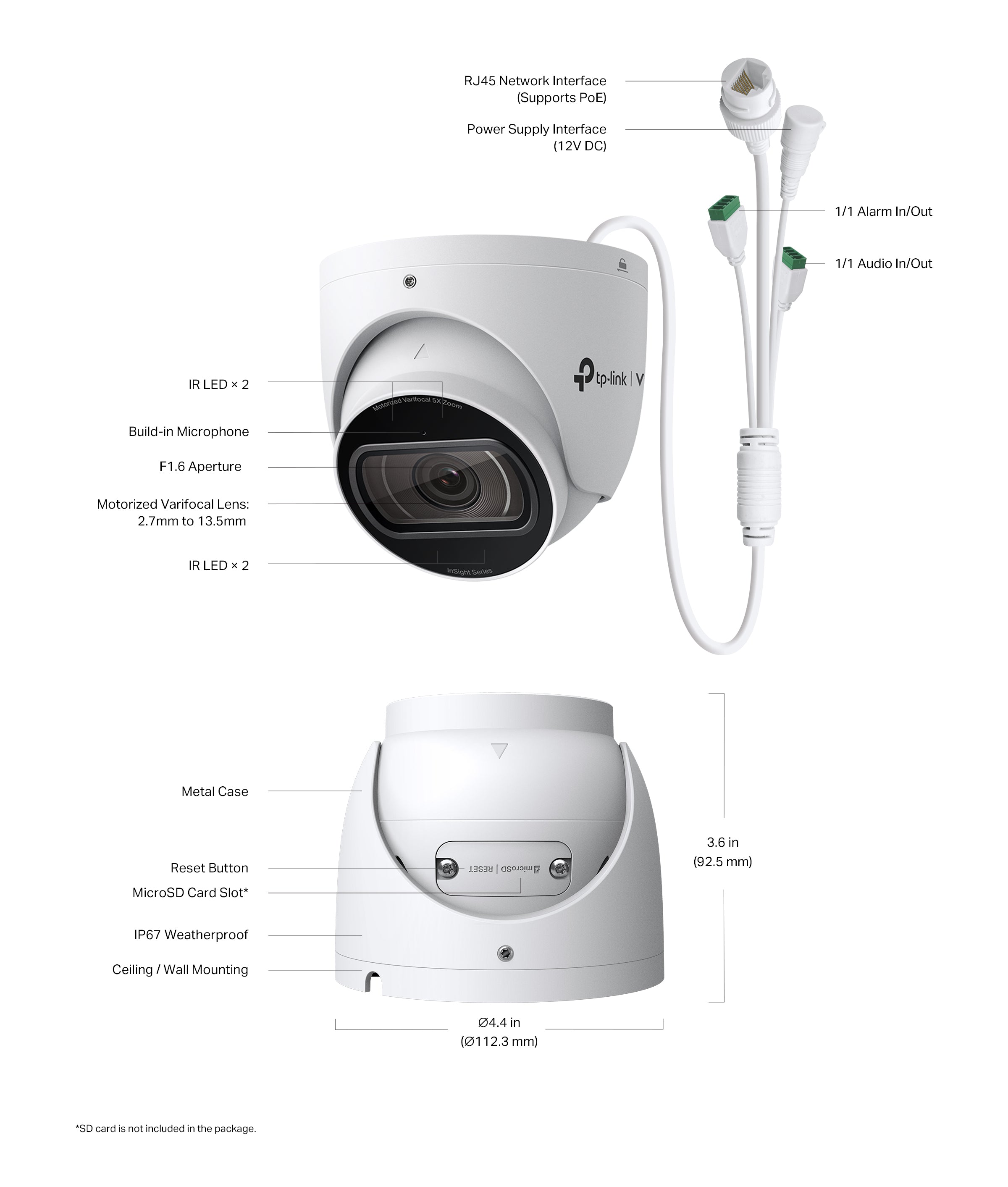 TL-INSIGHTS445ZI - TP LINK InSight S445ZI VIG 4MP IR Motorised Varifocal Turret Network Camera