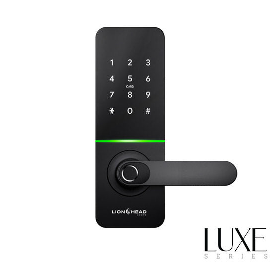 LHL-P2-B-REGENT - The REGENT LUXE Entrance Lock - Black Wifi BLE Fingerprint, TTLock, Pin, Prox, E-Key & Key override track key 60/70mm tubular latch (4 x AA Battery sold separately)