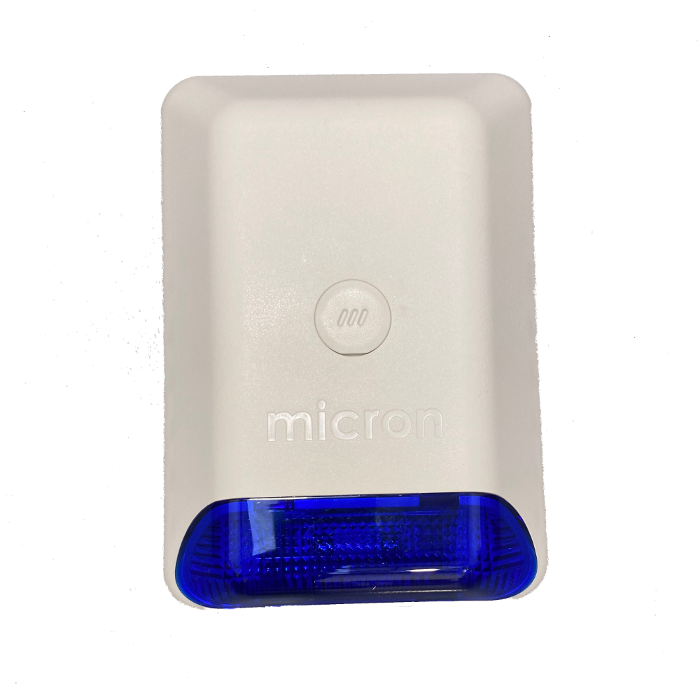 MiniMicro-Blue - Outdoor Siren - Abs Plastic - Blue Strobe Flash Light - Battery backed