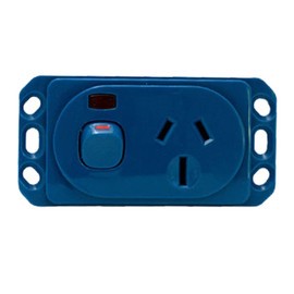 Meditek OB Series – Horizontal Socket Outlet Panel Mount Switched 10/15 Amp 240Va.c. Single Pole