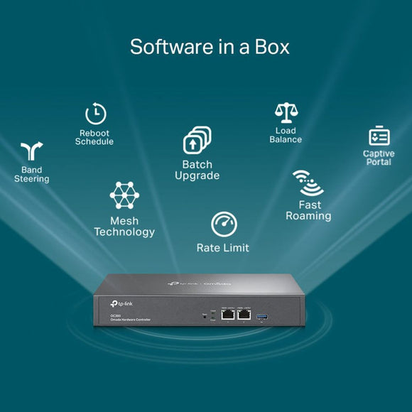 TL-OC300 - TP-Link Omada Hardware Controller PORT: 2× 10/100/1000 Mbps Ethernet Ports, 1× USB 3.0 Port