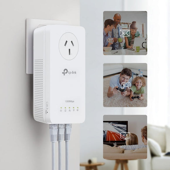 TL-WPA8631PKIT - TP-Link TL-WPA8631P KIT AV1300 Wi-Fi Passthrough Range Extender Powerline