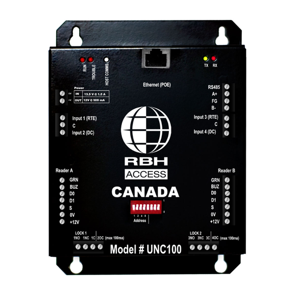 RBH-INT-UNC100-132C-360N - RBH Integra™ CERTIFIED UNC100, 2 door PoE controller with enclosure & 13.8VDC 2A power supply